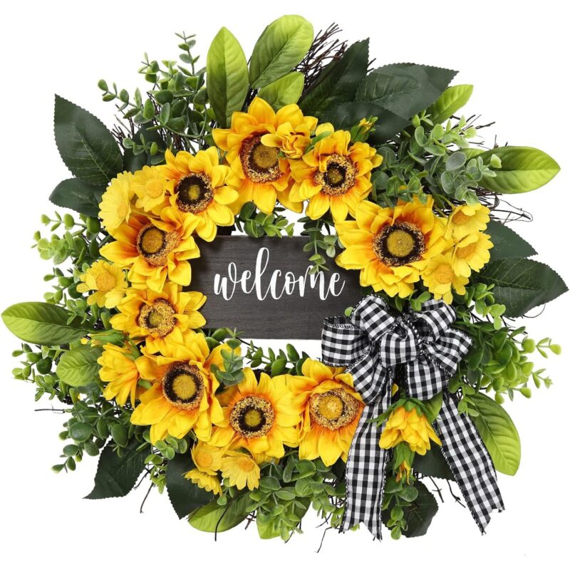 Spring Ins Style Fabric Sunflower Door Hanger, Decor for Dining Room Hotel Living Room, Cabinet Christmas Wreaths