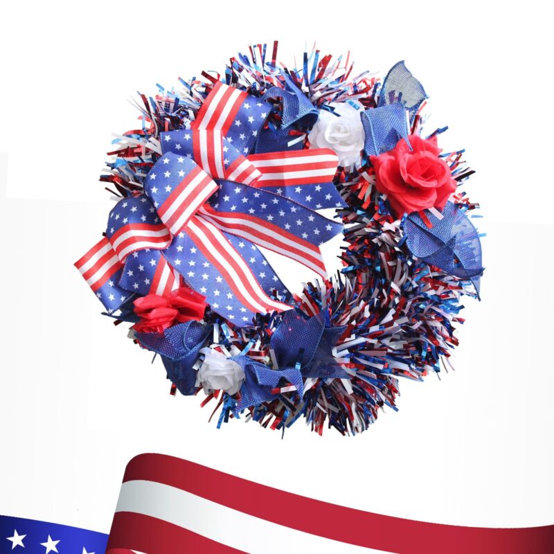 Independence Day Flag Wreath, Home Front Door Hanging Festival Decor,Cabinet Wreaths