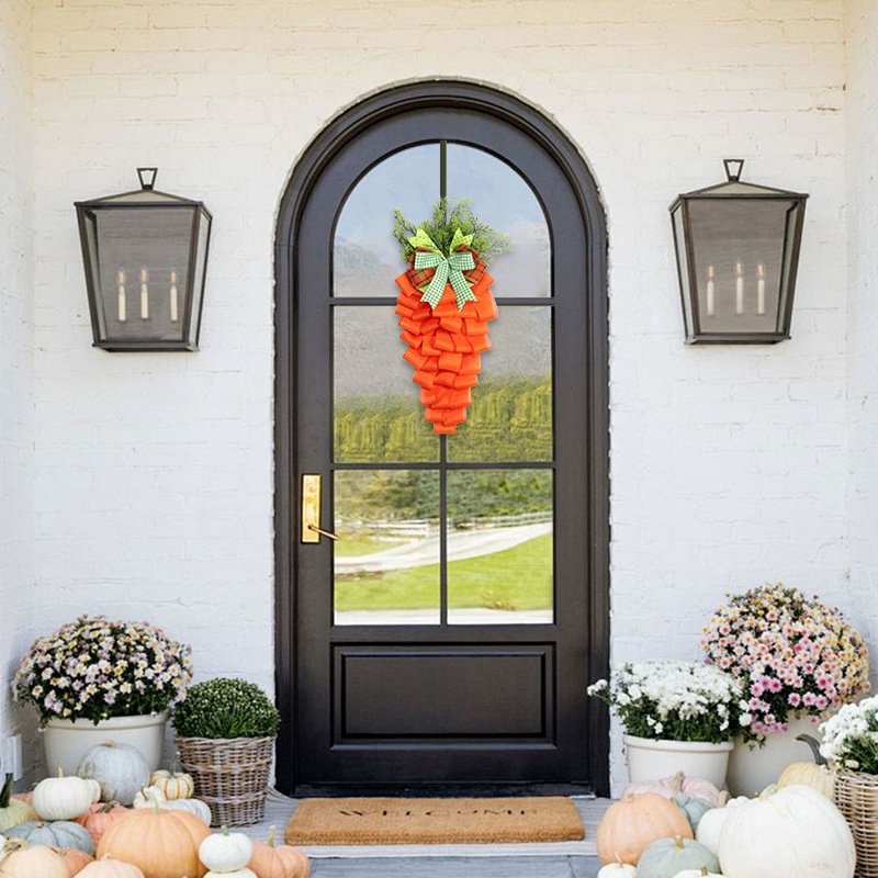 Easter Wreath, Fabric Carrot Home Door Hanging Decor Festival Ornament