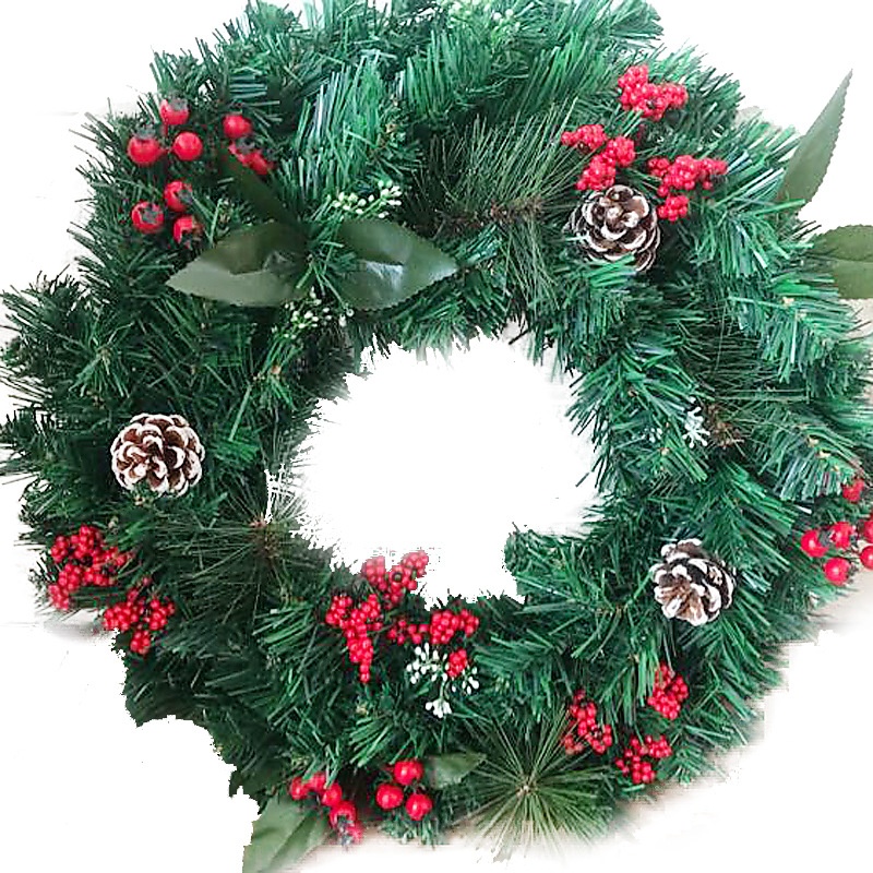 60cm Christmas Wreath, Xmas Tree Ornament, Door Window Home Wall Hanging Decor,Wreaths for Kitchen Cabinets