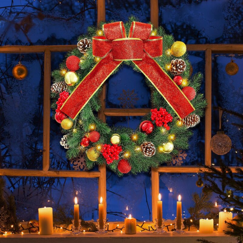 Christmas Wreath Xmas Door Hanging Ornament Holiday Home Window Decorations