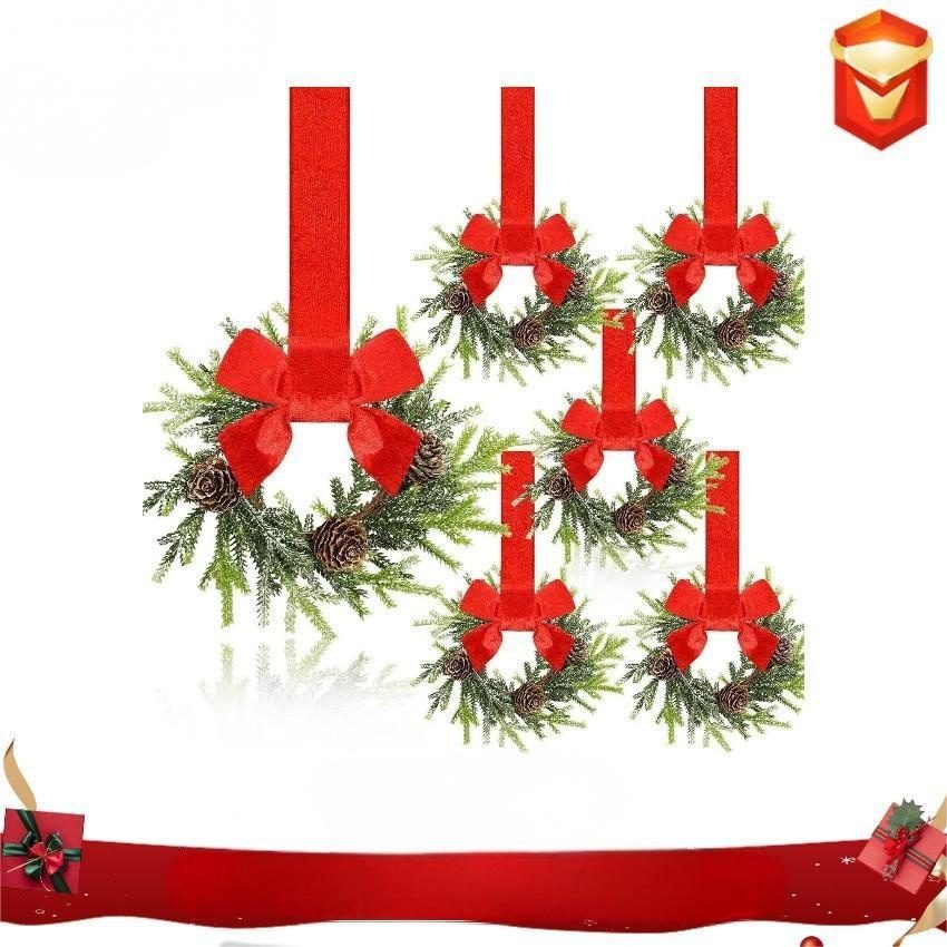 New Christmas Cabinet Wreath, Mini Ribbon Bow & Berry Hanging Ornament - Image 5