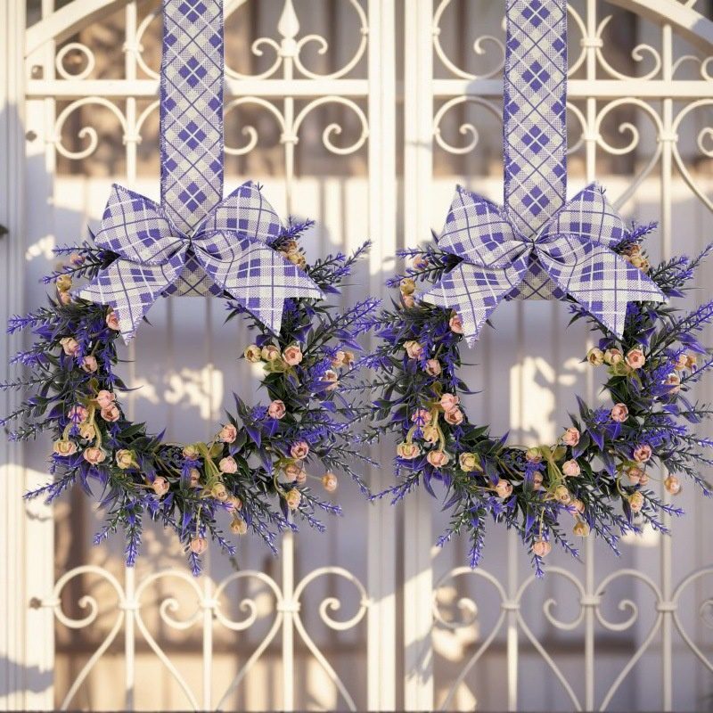 New Arrival Artificial Lavender Wreath, Purple Floral Wreath for Home Wall Door Hanging Decor - Image 5