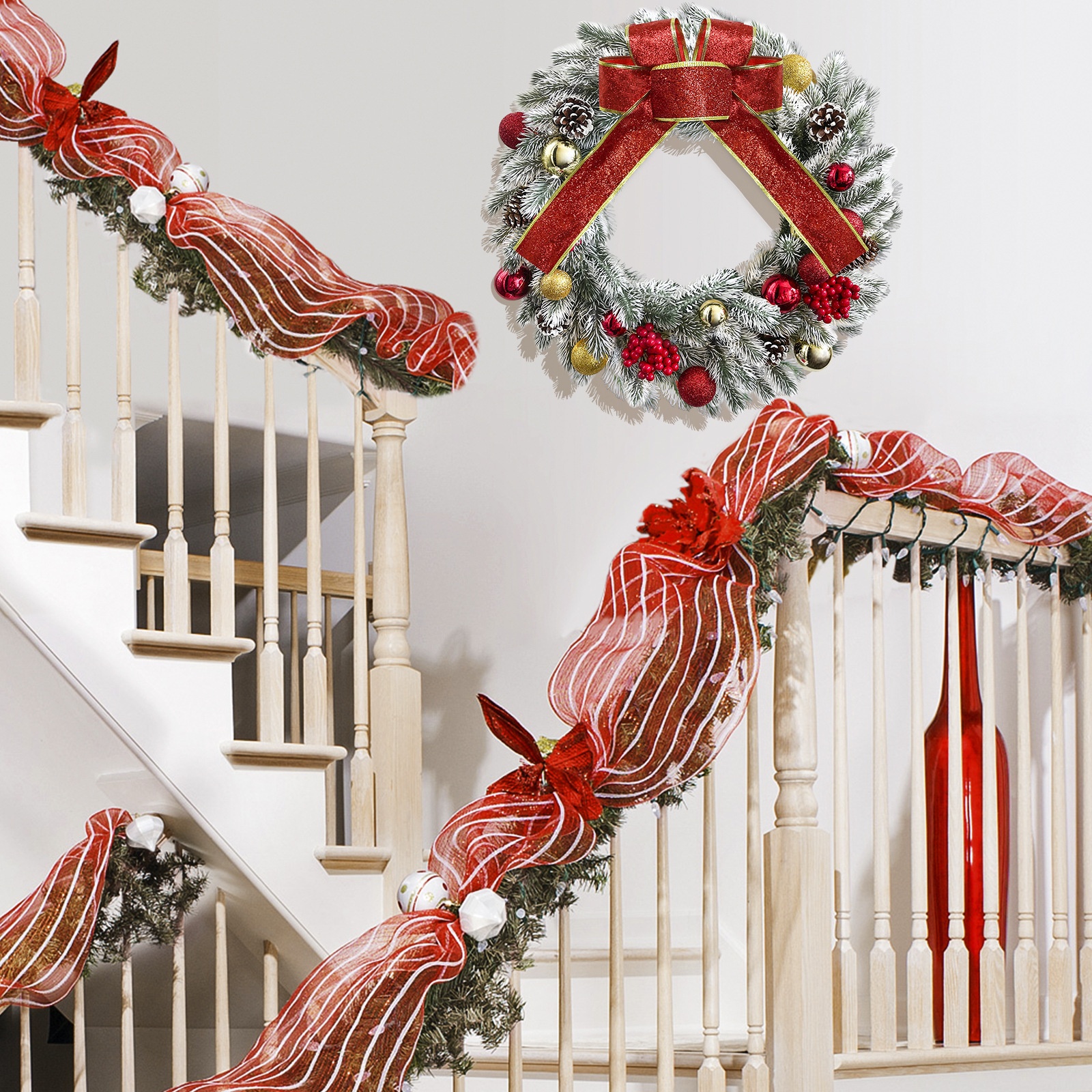 Christmas Wreath Xmas Door Hanging Ornament Holiday Home Window Decorations - Image 3
