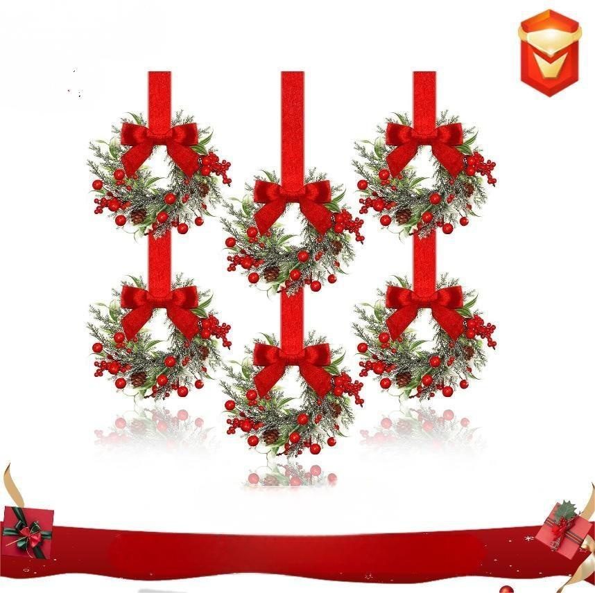 New Christmas Cabinet Wreath, Mini Ribbon Bow & Berry Hanging Ornament - Image 4