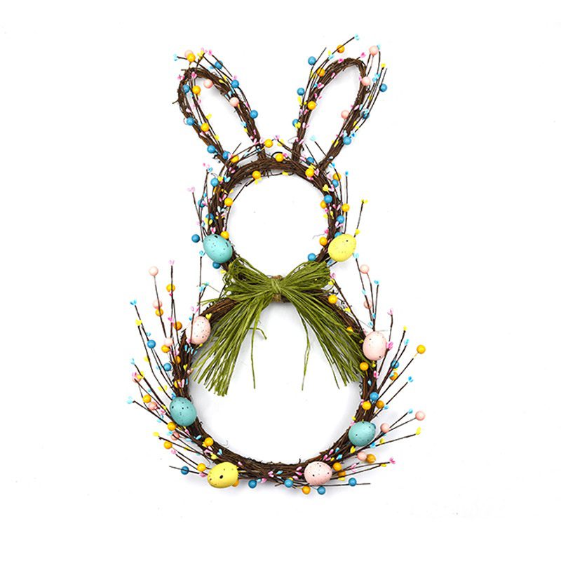 Easter Bunny Shaped Wreath, Rattan Wall & Door Hanging Decor, New Easter Ornament - Image 3