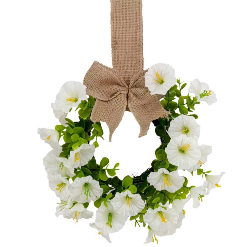 New Spring Artificial Trumpet Flower Wreath with Bow, Farmhouse Hanging Decor for Cabinet & Door - Image 3