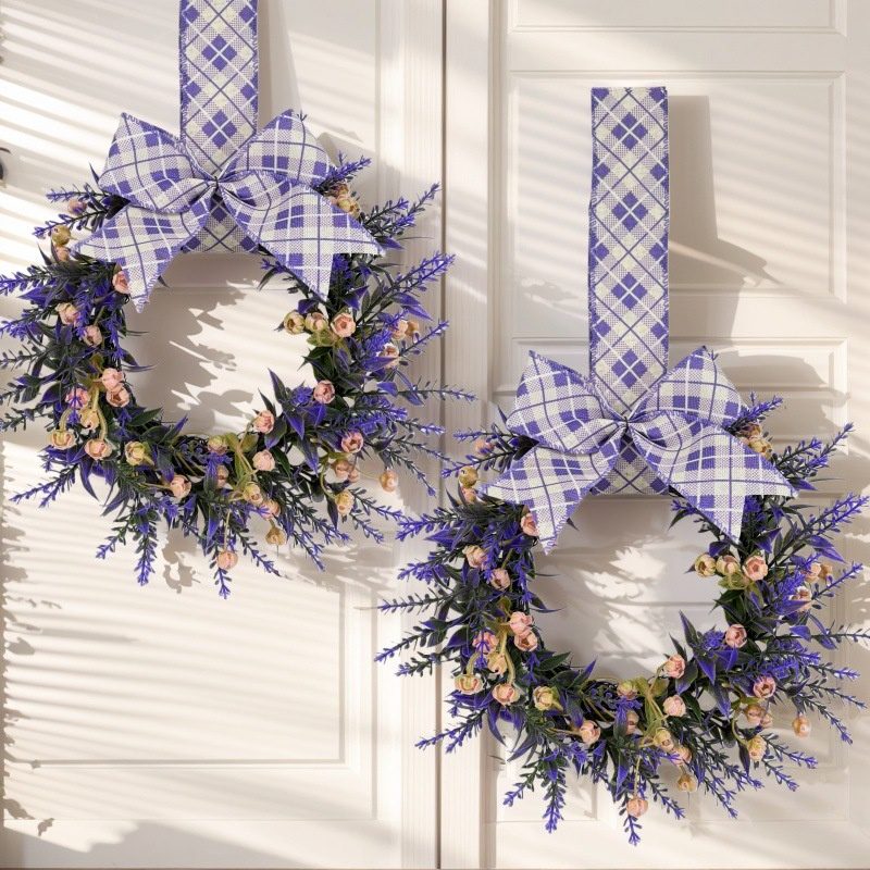 New Arrival Artificial Lavender Wreath, Purple Floral Wreath for Home Wall Door Hanging Decor - Image 3